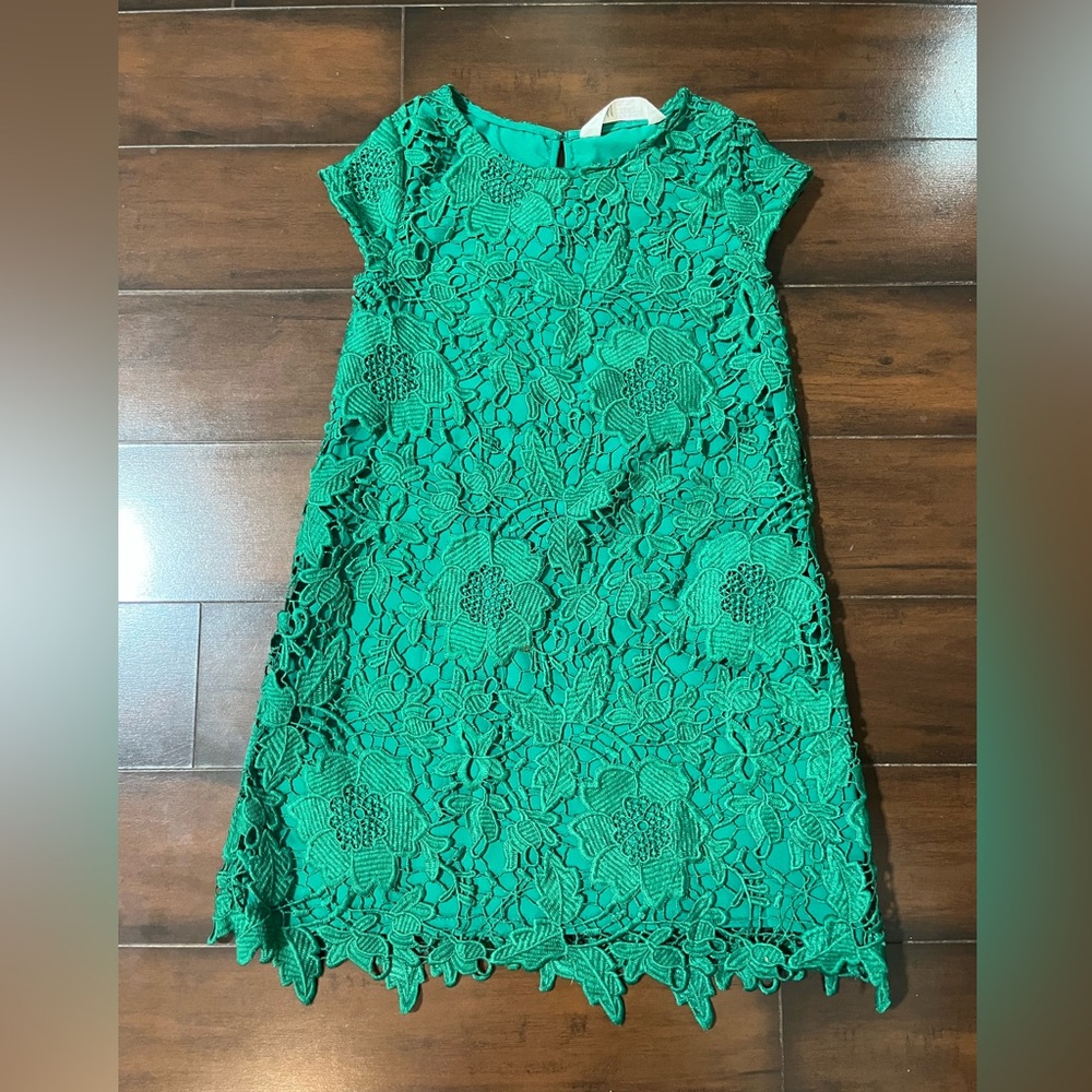 H&M Girls Green Lace Cap Sleeve Dress Size 7/8